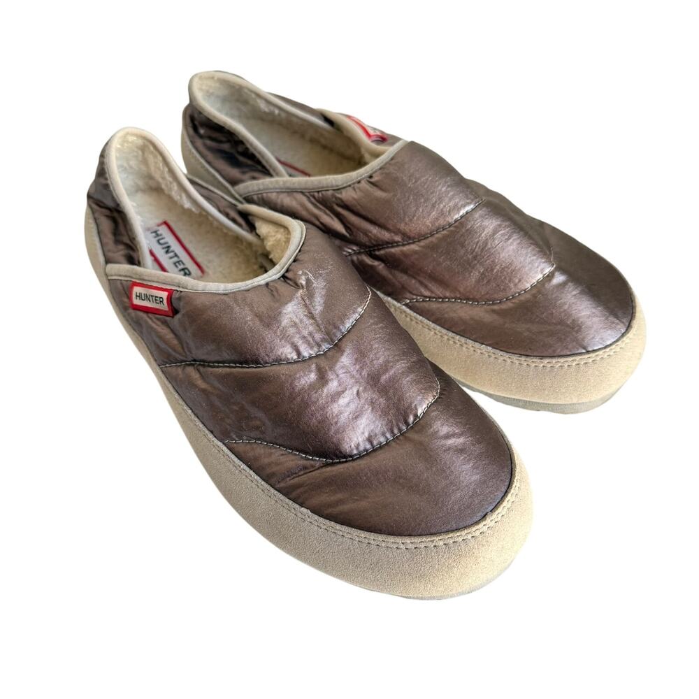 Hunter Insulated Quilted Slip-On Shoes Metallic Bronze Women’s 10